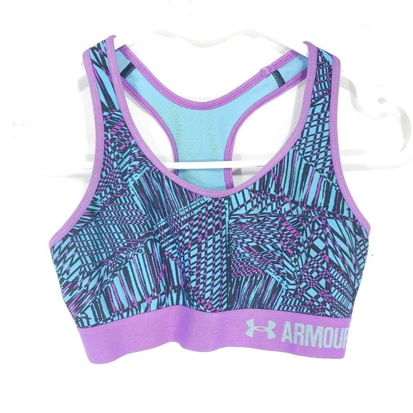 Under Armour Logo Racerback Athletic Sports Bra Purple Blue Women's Size Small - Picture 1 of 6